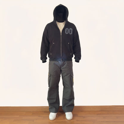 ZIP HOODIE 01 — BLACK